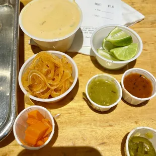 Salsa bar and queso