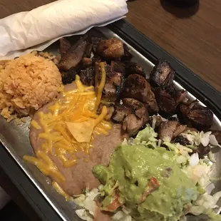 a tray of mexican food
