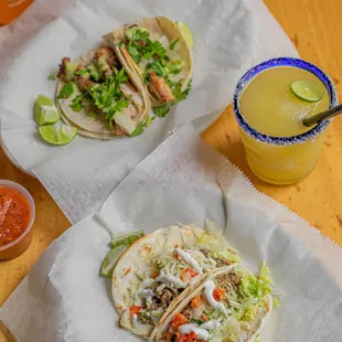 two tacos and a drink