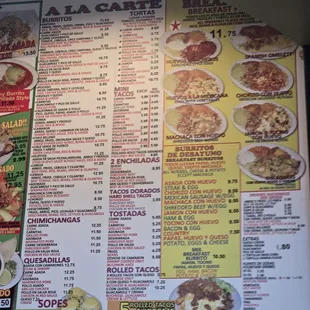 Menu as of July 2024