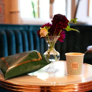 a cup of coffee on a table