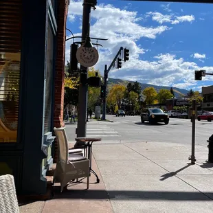 Outdoor seating with awesome fall views