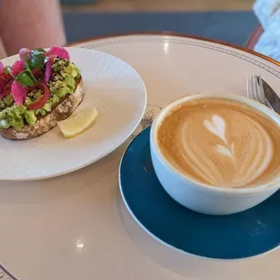 Avocado toast and latte