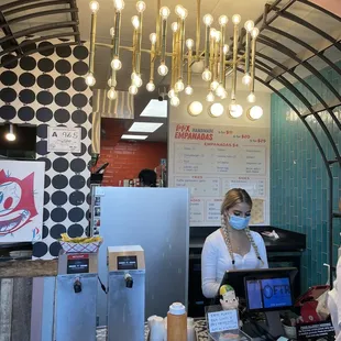 a woman wearing a face mask