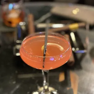 a cocktail in a coupe glass