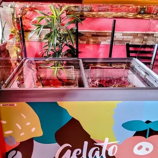 a display of gelatos