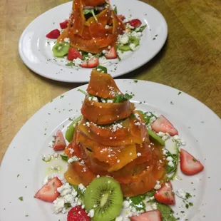 Salad wrapped with mango.