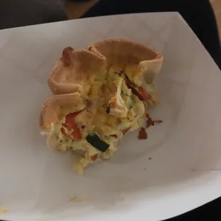 Vegetable quiche (half eaten)