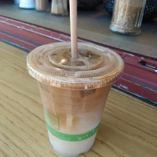 Iced soy hazelnut latte.