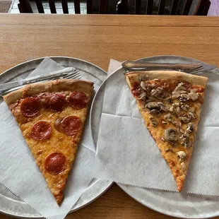 Pepperoni slice and mushroom slice