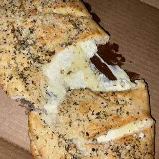 Inside cheese calzone