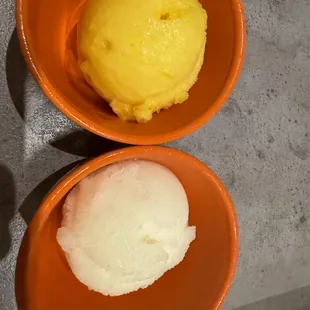 Mango and lemon sorbet