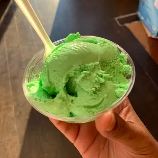 Pistachio ice cream! Creamy and delicious!