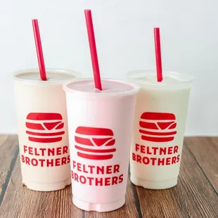 Hand Spun Shakes! Hershey&apos;s Chocolate, Hershey&apos;s Strawberry, and Vanilla.