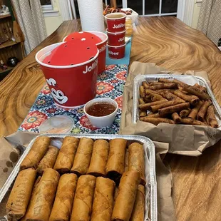 Lumpia and veggie spring rolls