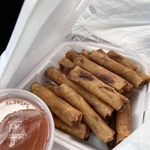25 Original Lumpia (pork/beef mix) came with two sides of sweet &amp; sour sauce for dipping ... Approx $20