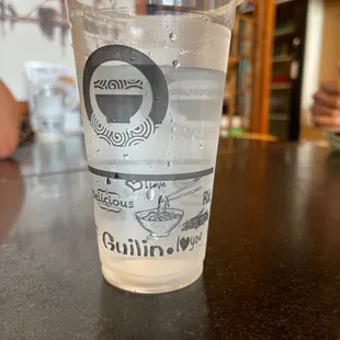 a plastic cup on a table