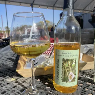a glass of wine and a bottle of wine