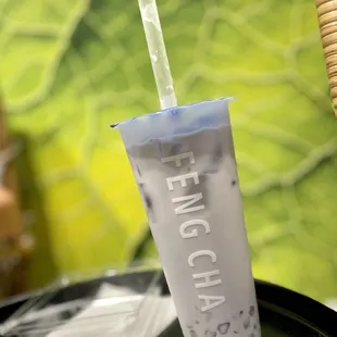 Taro milk tea with crystal boba