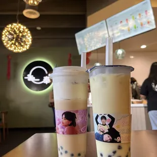 Oreo Cheese Milk Tea and Rose Oolong Milk Tea (here for a cupsleeve by @kparty.events (on IG)