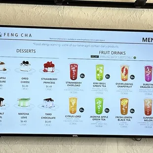 Dessert and Fruit Drinks Menu