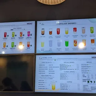 a menu on the wall