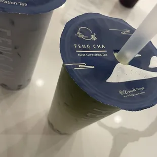 Boba tea! Matcha and taro