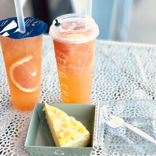 Grapefruit tea and Mango Mousse