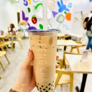 Black milk tea with boba