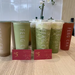 a variety of cold drinks