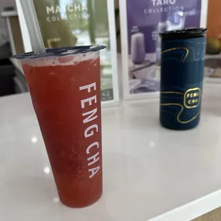 Strawberry overload with mango popping Boba