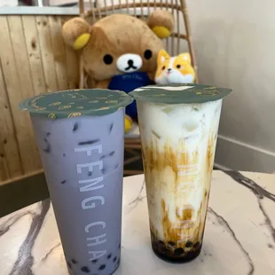 Taro milk tea and dirty boba