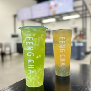 Jasmine Apple Green Tea with Lychee Jelly, Kiwi Basil Green Tea