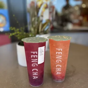 two drinks on a table