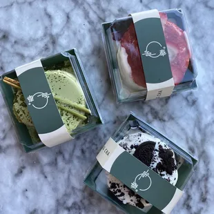 matcha, strawberry, and oreo milk foam cakes!