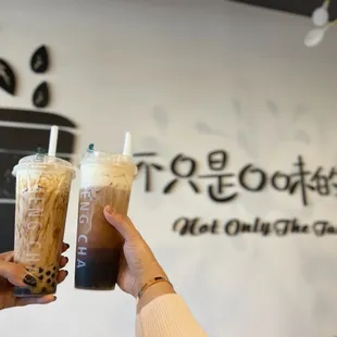 Absolute faves! Creme Brulee Dirty Boba* &amp; Earl grey Milk Foam Tea*