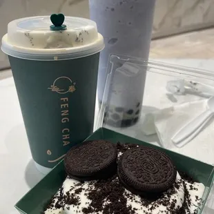Oreo Cheese Foam Cake, Oreo Cheese Foam Milk Tea, Taro Breeze