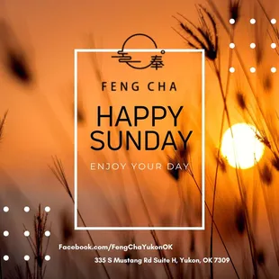 Follow us at: 
Facebook: Feng Cha Yukon
Our phone: 405-777-8844
Our address: 335 S Mustang Rd Suite H, Yukon, OK 7309