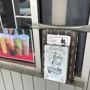 Takeout menu at the entrance