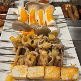 Veggie &amp; seafood skewers