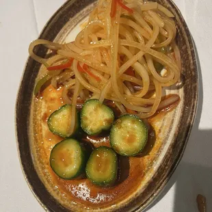 Cucumber Salad and Potato Stir Fry