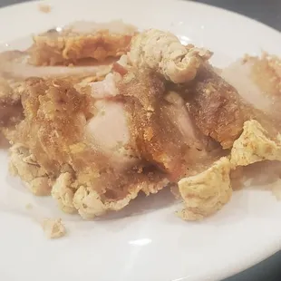 Fried pork on the side to serve with the noodles