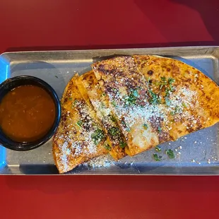 quesadilla and salsa
