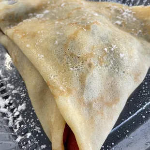 Nutella, strawberry and raspberry crepe