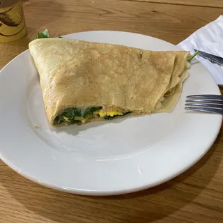 6. Cheese, Spinach and Egg Crepe