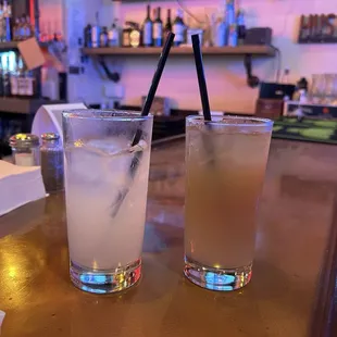 2 drinks at the bar