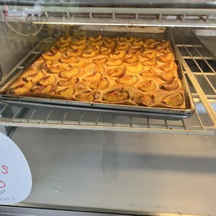 a tray of pastries in the oven