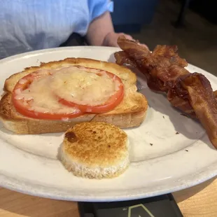 Egg Toast with a side of bacon