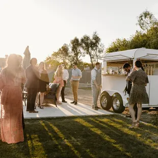 a group of people standing outside