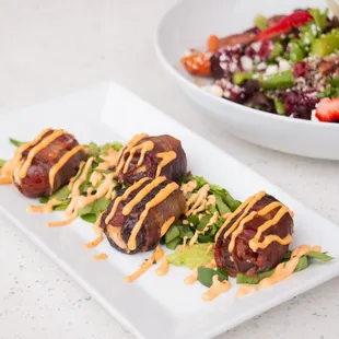 Bacon-wrapped, stuffed dates